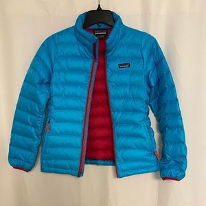 Patagonia Girls Down Sweater Jacket- Blue and Pink